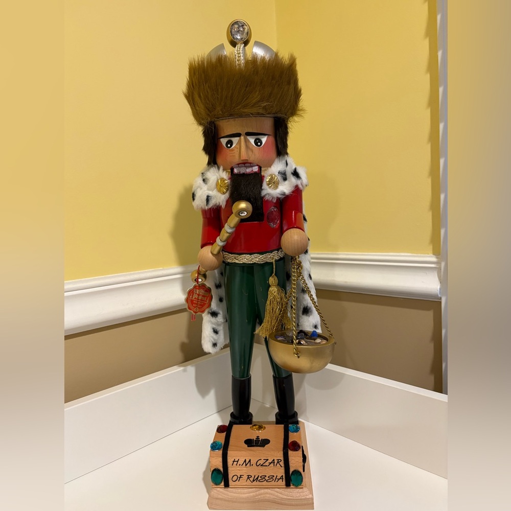 Colorful large Steinbach Nutcracker Russian Czar with Fur Hat